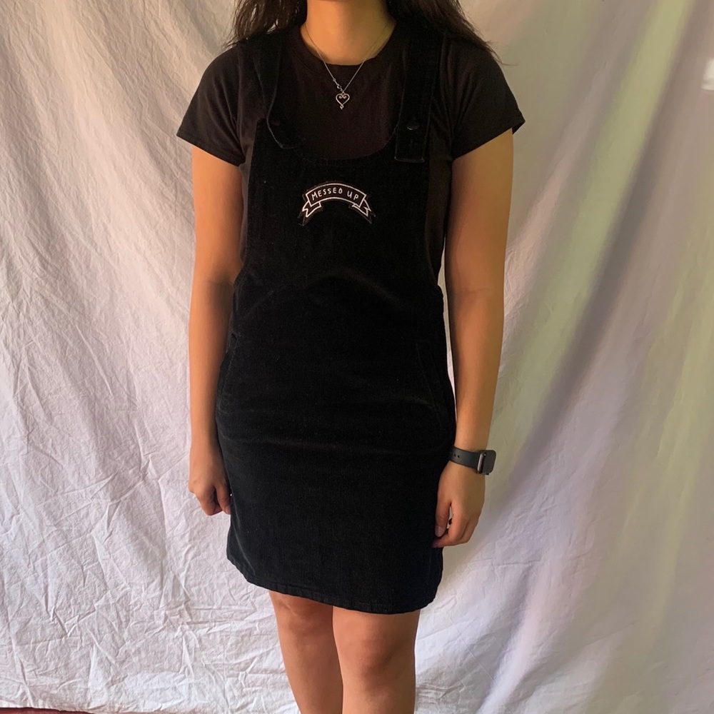 Lazy Oaf Messed Up Black Corduroy Pinafore